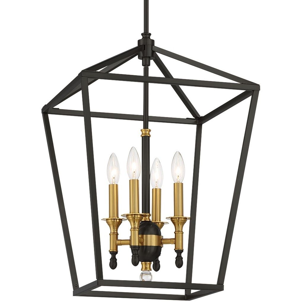Townhall 4 Light 16 inch Coal/Soft Brass Pendant Ceiling Light